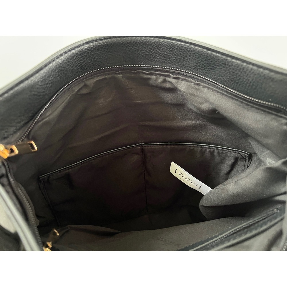 Mellow World Black Vegan Leather Crossbody Bag Woven Texture Gold Hardware NWT - Picture 8 of 14